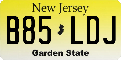 NJ license plate B85LDJ