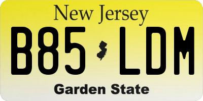 NJ license plate B85LDM