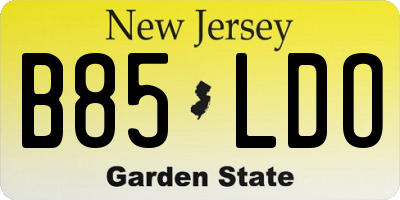 NJ license plate B85LDO