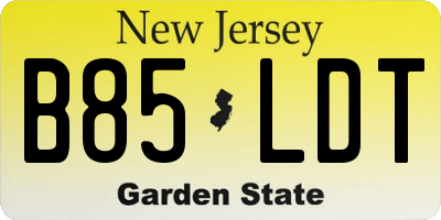 NJ license plate B85LDT