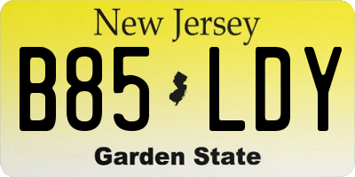 NJ license plate B85LDY