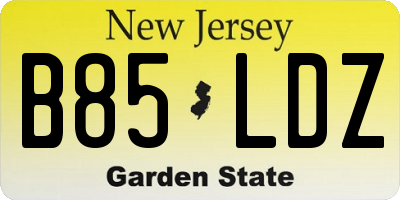 NJ license plate B85LDZ