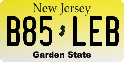 NJ license plate B85LEB