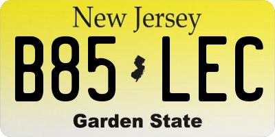 NJ license plate B85LEC