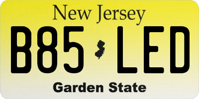 NJ license plate B85LED