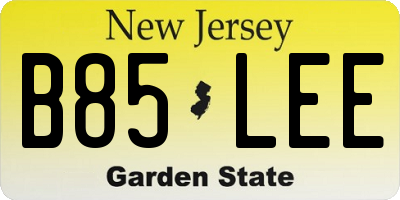 NJ license plate B85LEE