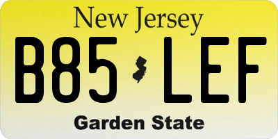 NJ license plate B85LEF
