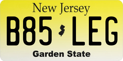 NJ license plate B85LEG