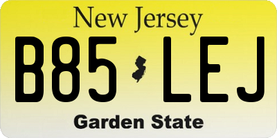 NJ license plate B85LEJ