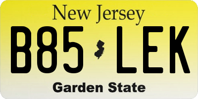 NJ license plate B85LEK