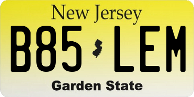 NJ license plate B85LEM