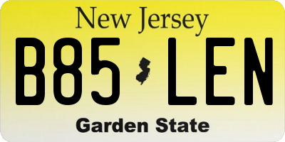 NJ license plate B85LEN
