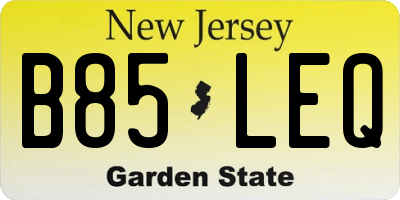 NJ license plate B85LEQ