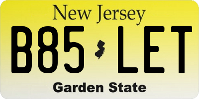 NJ license plate B85LET
