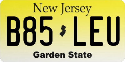 NJ license plate B85LEU