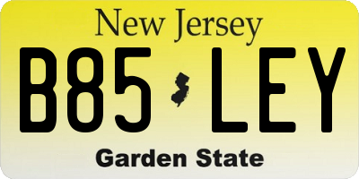 NJ license plate B85LEY