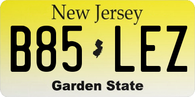 NJ license plate B85LEZ