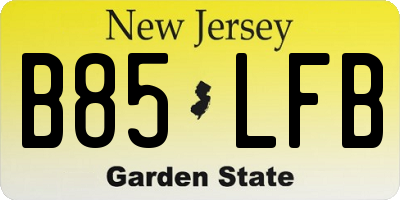 NJ license plate B85LFB