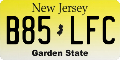 NJ license plate B85LFC