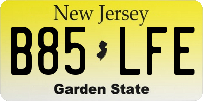 NJ license plate B85LFE