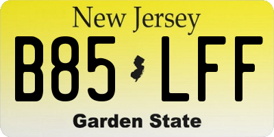 NJ license plate B85LFF