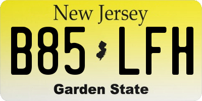 NJ license plate B85LFH