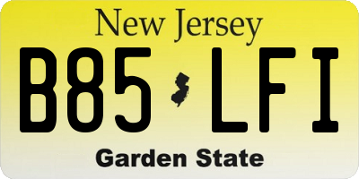 NJ license plate B85LFI