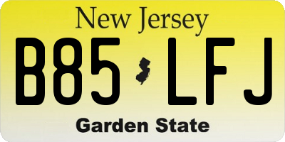 NJ license plate B85LFJ