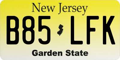 NJ license plate B85LFK