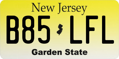 NJ license plate B85LFL