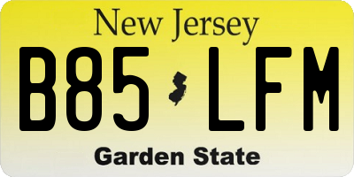 NJ license plate B85LFM