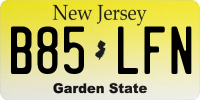 NJ license plate B85LFN