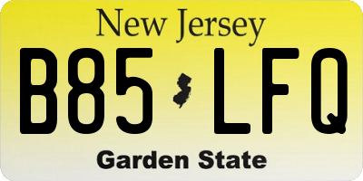 NJ license plate B85LFQ
