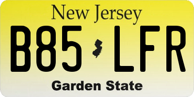 NJ license plate B85LFR