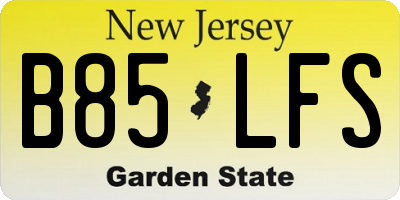 NJ license plate B85LFS