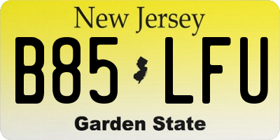 NJ license plate B85LFU
