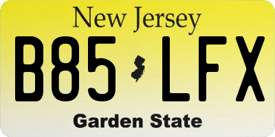 NJ license plate B85LFX