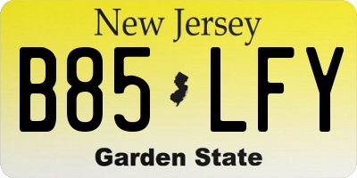 NJ license plate B85LFY