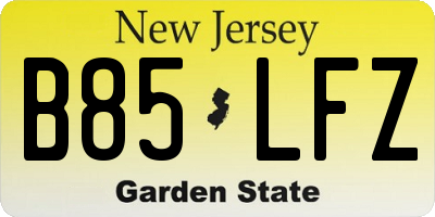 NJ license plate B85LFZ
