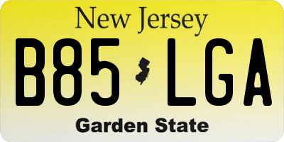 NJ license plate B85LGA