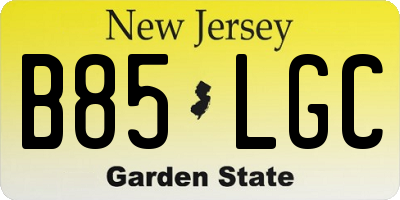 NJ license plate B85LGC