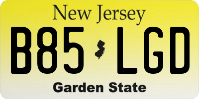 NJ license plate B85LGD