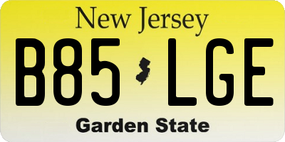 NJ license plate B85LGE