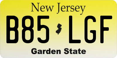 NJ license plate B85LGF