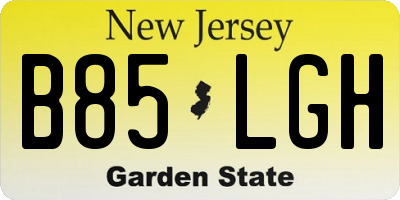 NJ license plate B85LGH