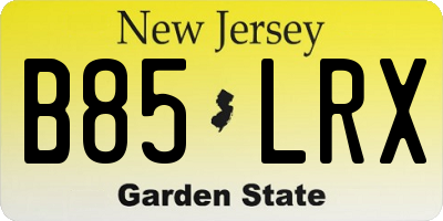 NJ license plate B85LRX