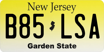 NJ license plate B85LSA