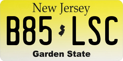 NJ license plate B85LSC