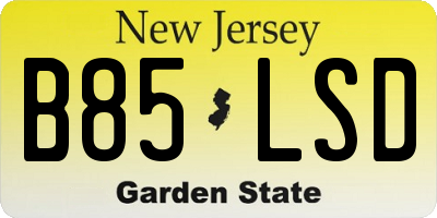 NJ license plate B85LSD