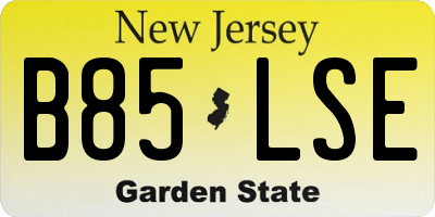 NJ license plate B85LSE